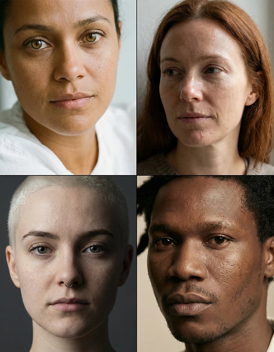 Corps et visages avec IA